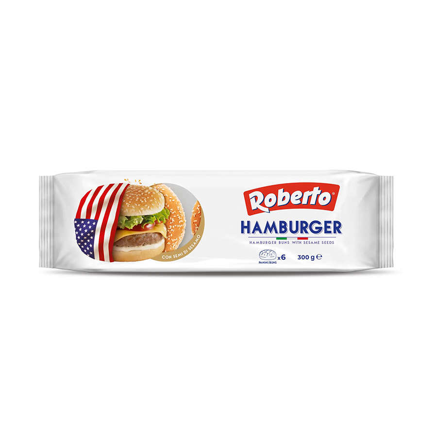 Panini Per Hamburger Con Semi di Sesamo - Roberto - 2 Mega Panini - 250 gr  - Roberto 