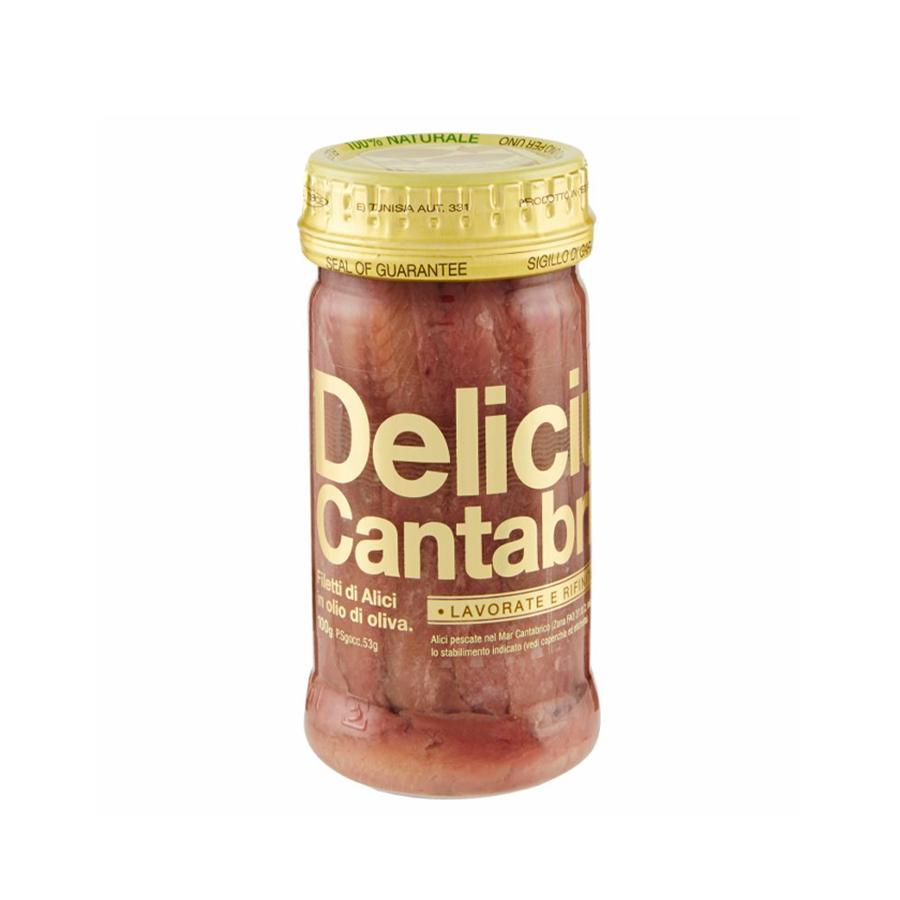 Delicius: Filetti di alici del Mar Cantabrico 100 g in vaso