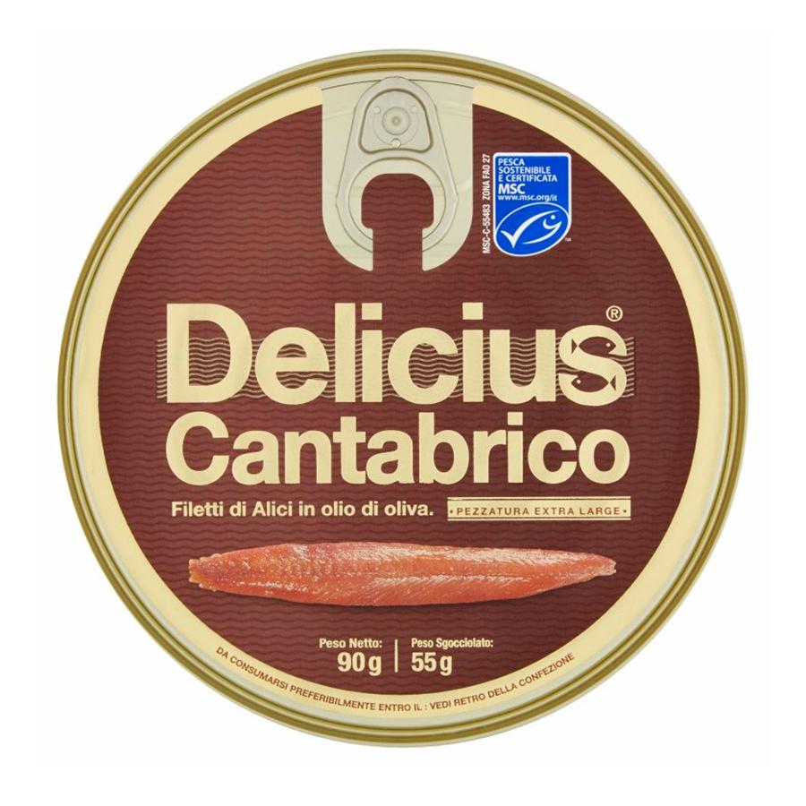 Delicius: Filetti di alici del Mar Cantabrico 90 g in latta